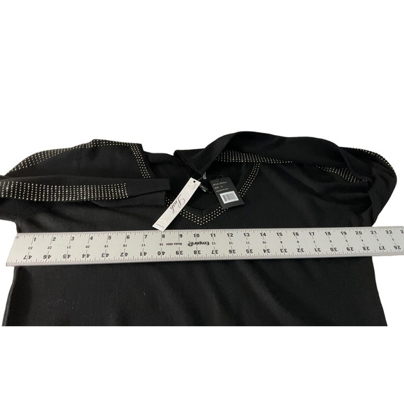 Vita Milano Black Sweater Studded Trim V-Neck Medium New - Picture 4 of 13